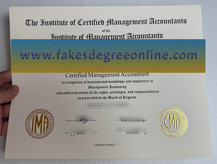 Get Certified Management Accountant fake certificate.