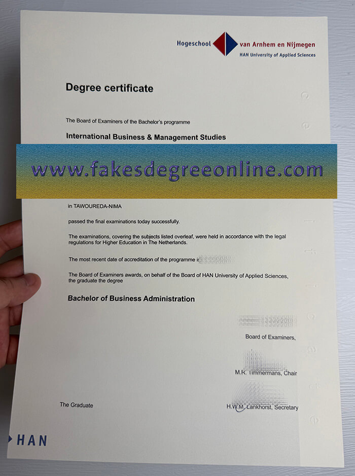 Buy Han University of Applied Sciences fake certificate.