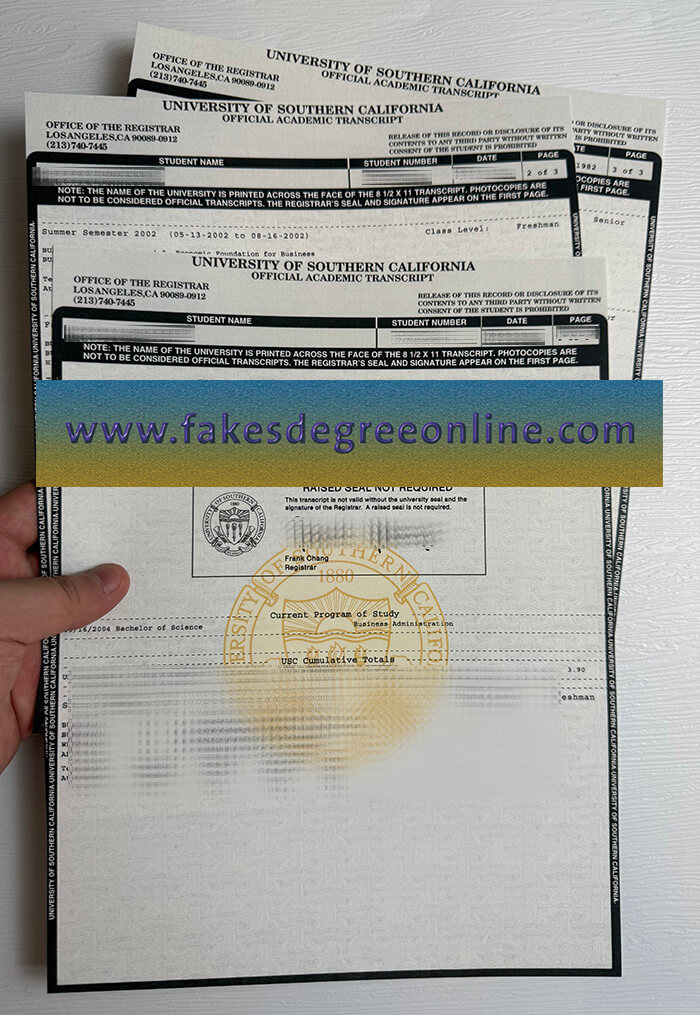 Buy University of Southern California fake transcript.