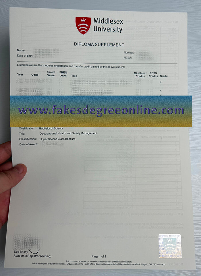 Purchase Middlesex University fake transcript online.