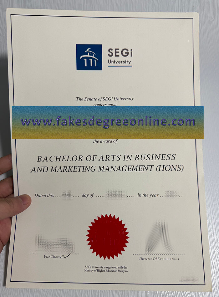 Buy SEGi University fake diploma online.