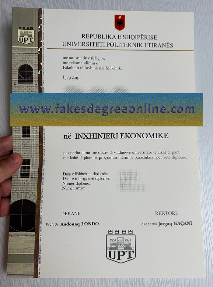 Purchase Universiteti Politeknik i Tiranës fake certificate online.