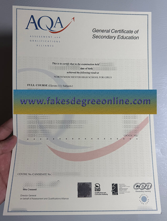 Assessment and Qualifications Alliance certificate