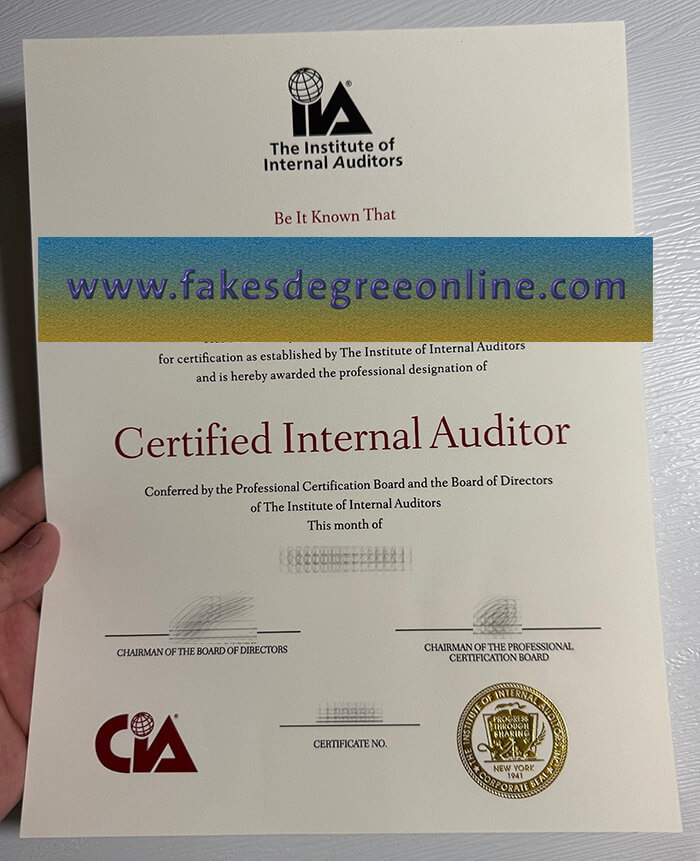 Certified Internal Auditor certificate