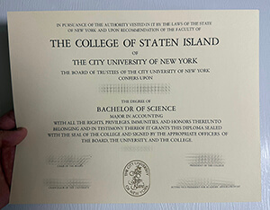 Fake College of Staten Island diploma