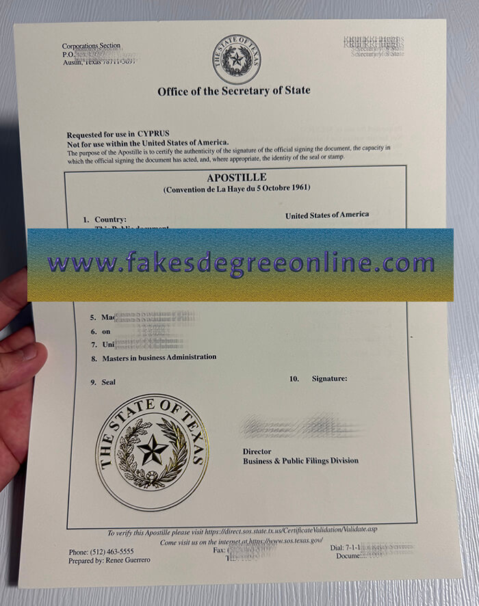 Get State of Texas fake certificate online