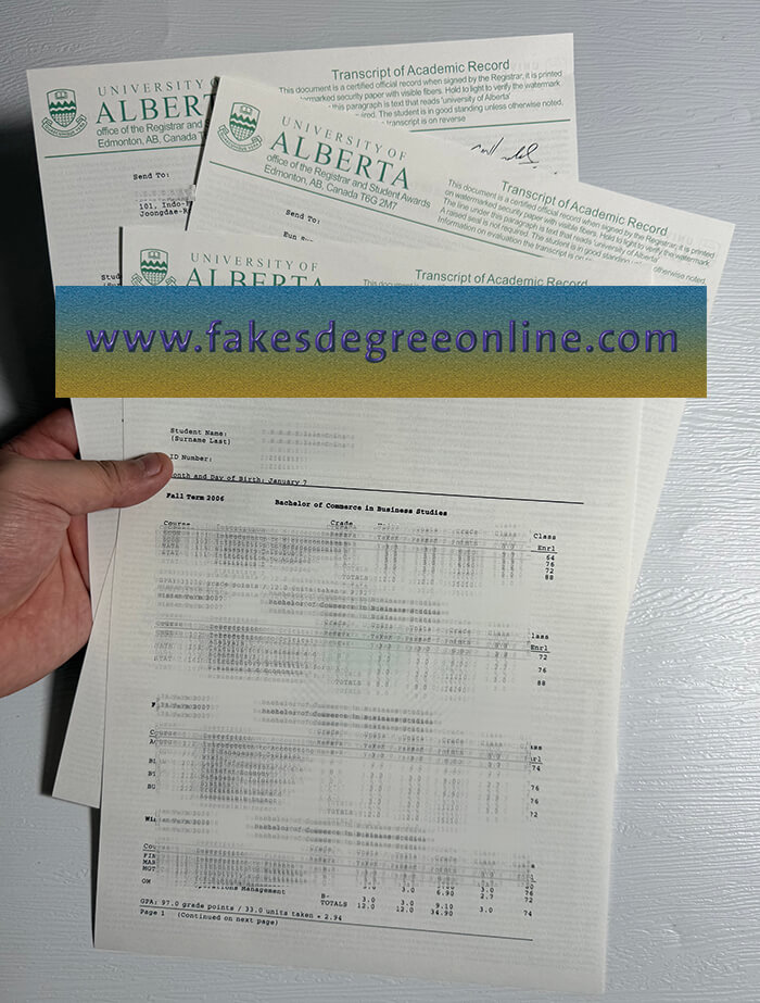 University of Alberta transcript