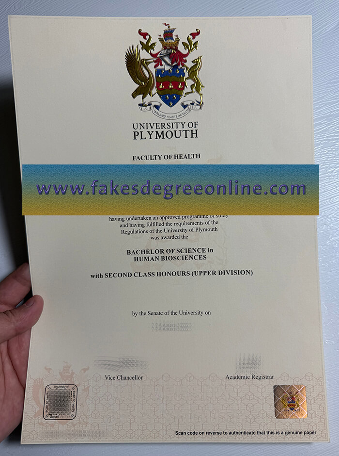 Get University of Plymouth fake diploma