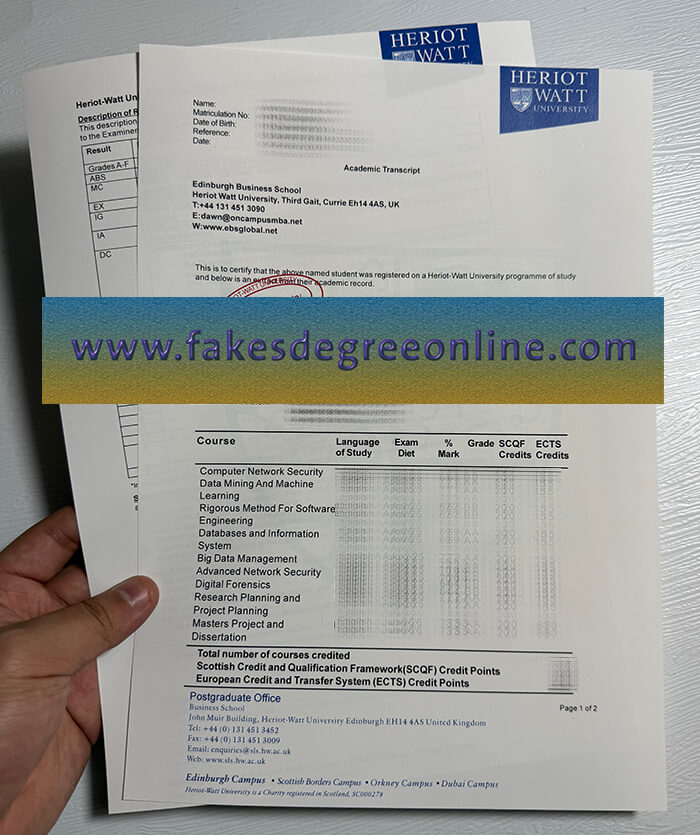 Get Heriot-Watt University fake transcript