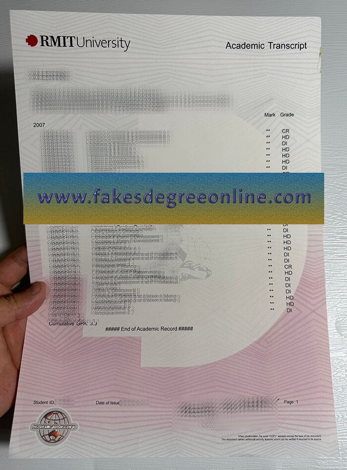 Buy RMIT University fake transcript