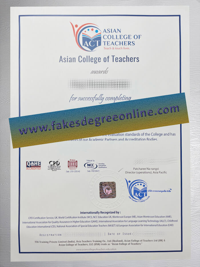 Asian College of Teachers diploma, ACT degree