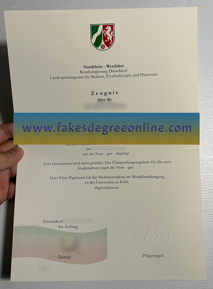 Nordrhein Westfalen Ärztliche Prüfung Zeugnis diploma