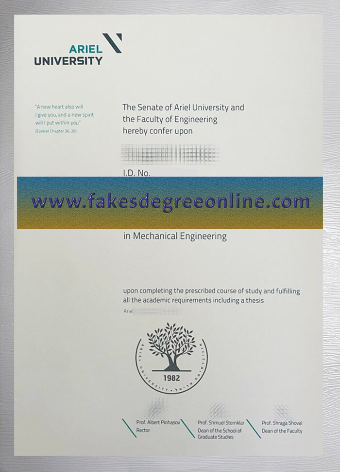 Ariel University diploma, Ariel University degree, Ariel University certificate