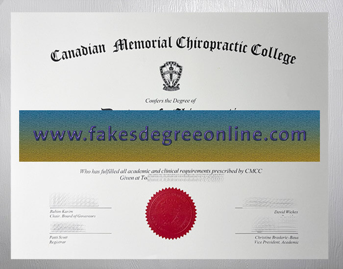 Canadian Memorial Chiropractic College diploma, CMCC degree