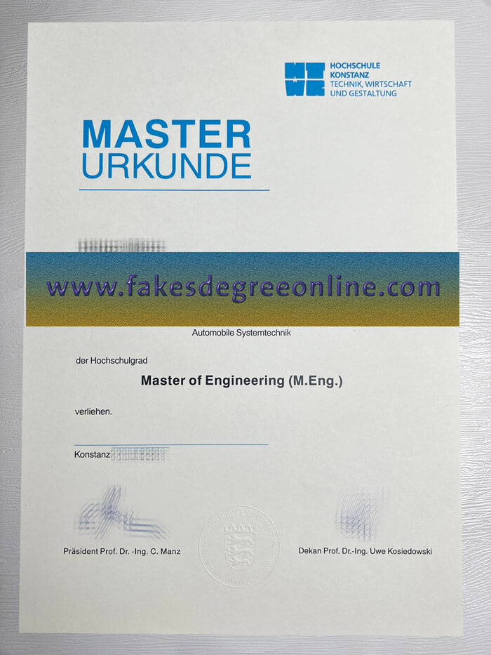 Hochschule Konstanz Urkunde, Hochschule Konstanz diploma