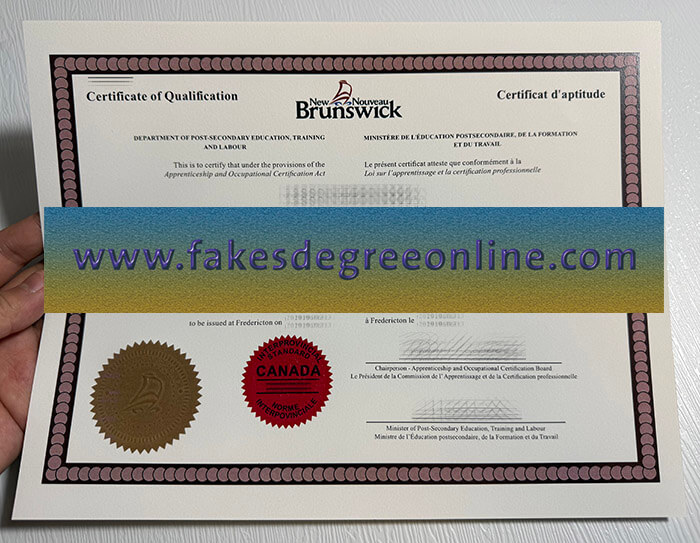 New Nouveau Brunswick certificate