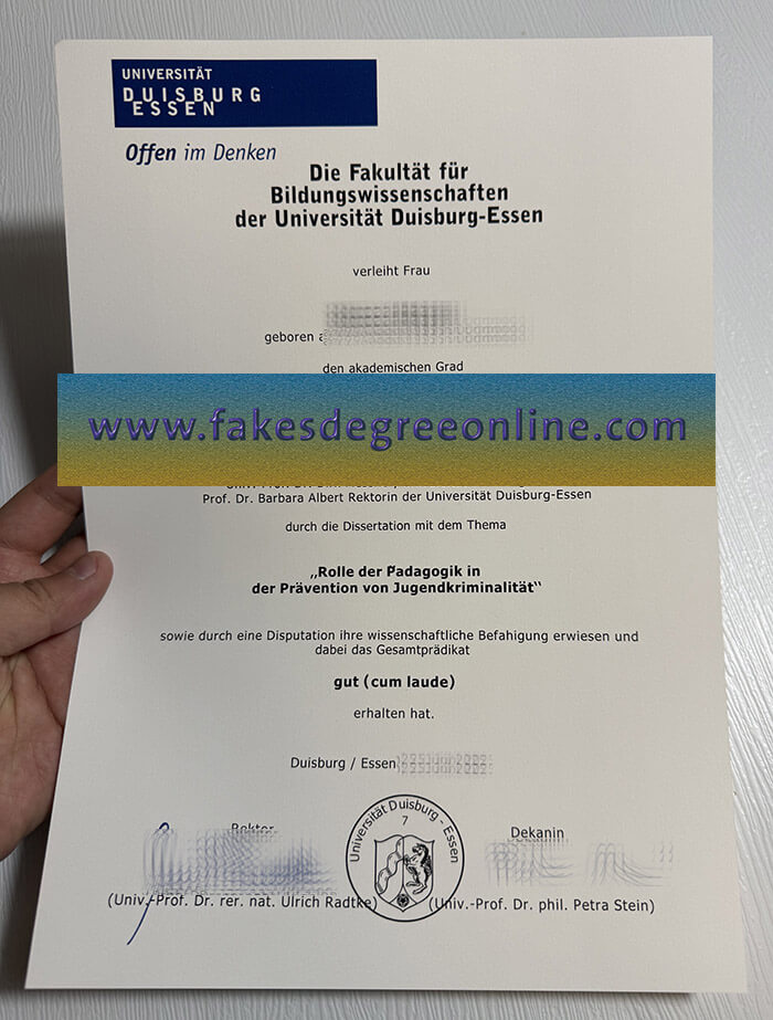 Universität Duisburg Essen diploma, Universität Duisburg Essen degree