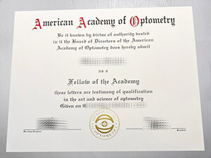 Fake a American Academy of Optometry certificate
