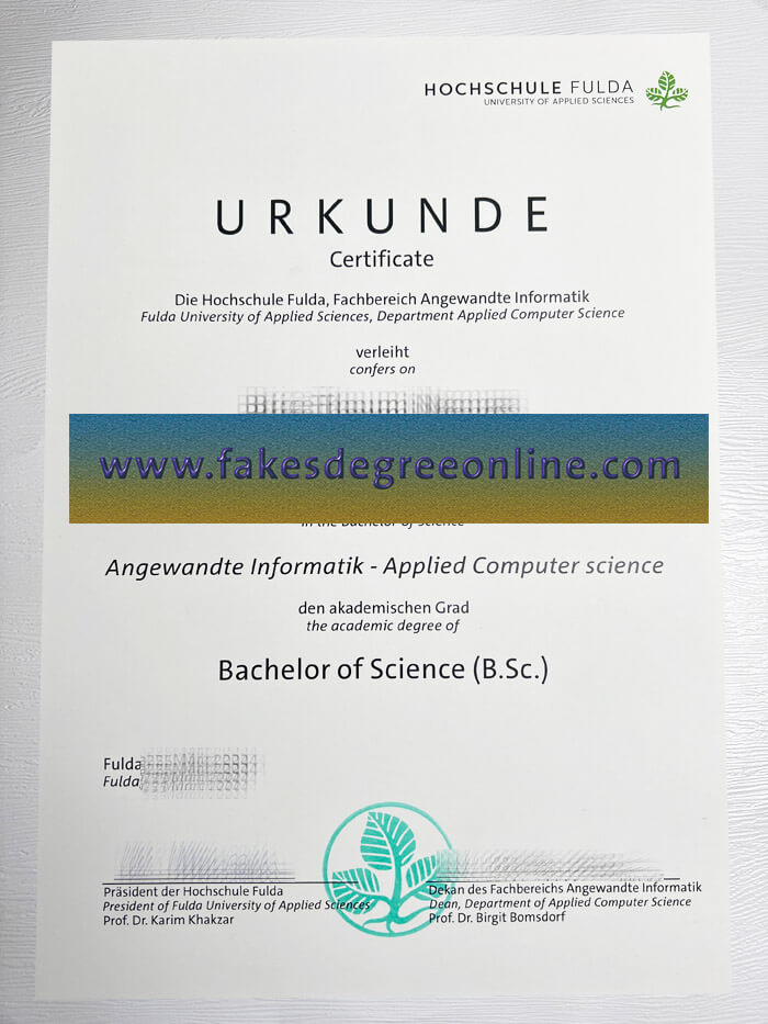 Fulda University of Applied Sciences Urkunde