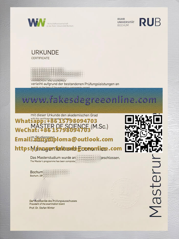 Ruhr-Universität Bochum Urkunde, RUB diploma
