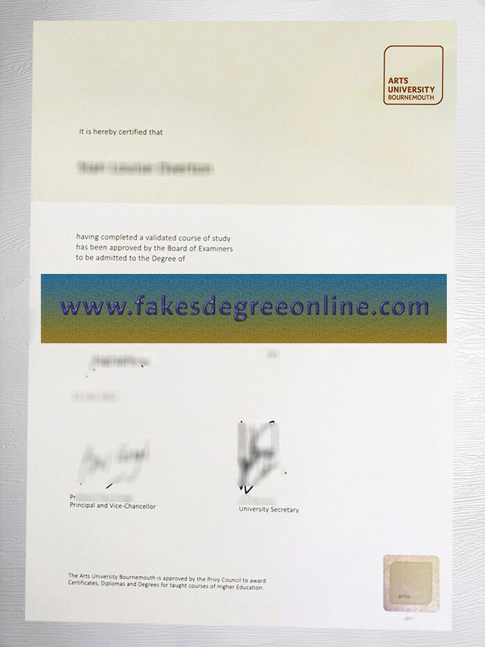 Purchase a Arts University Bournemouth certificate online