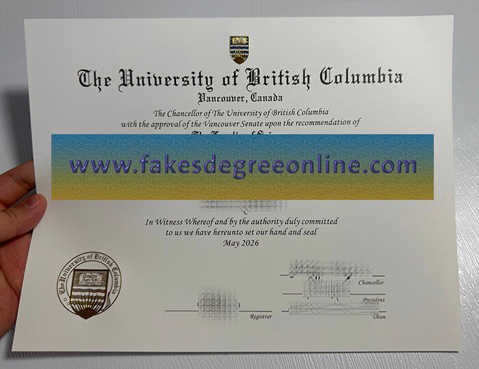 University of British Columbia diploma, University of British Columbia certificate